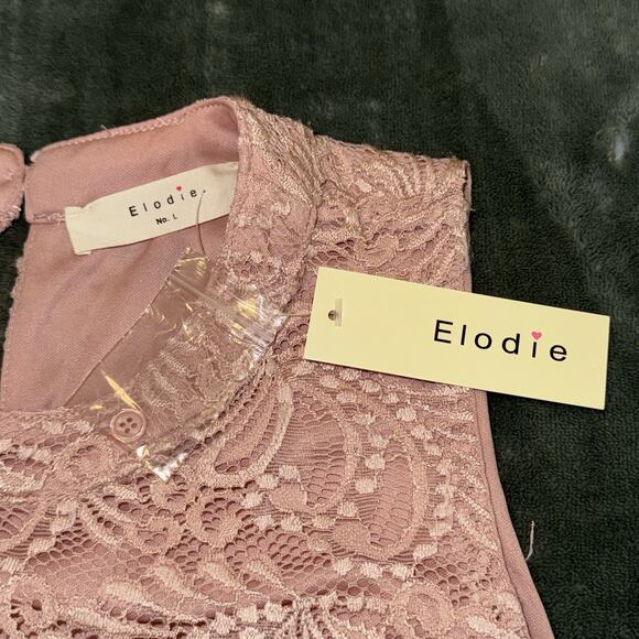 Elodie Women's Blouse Size L Sleeveless Solid Pink Mesh Layer Boho Casual NWT - Picture 4 of 8